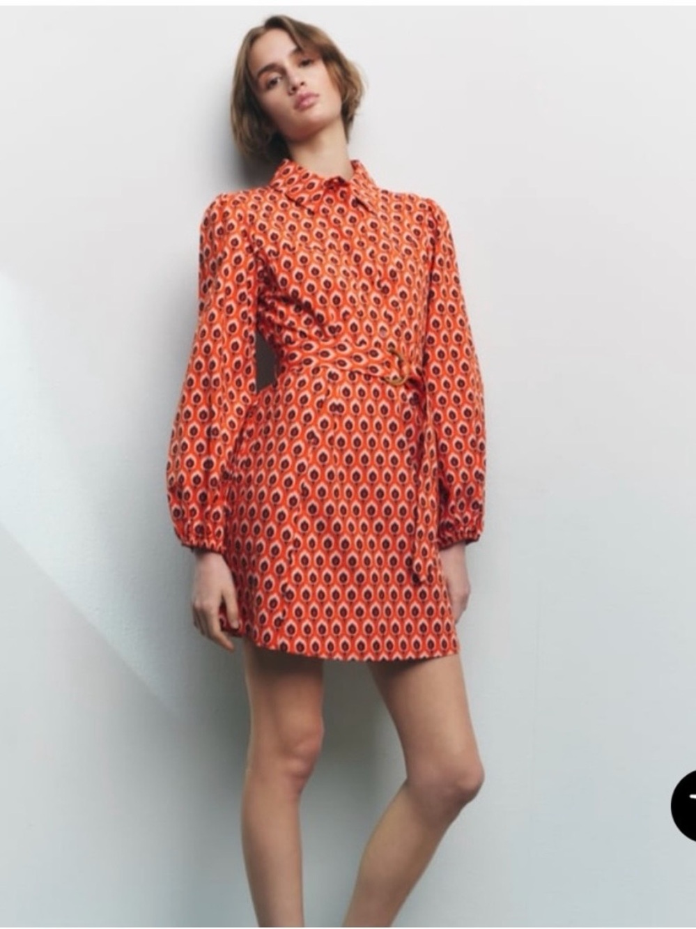 NWT Zara Orange Brigitte Mini Dress Size XL - Picture 8 of 8
